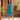 Sleeveless Teal Mandarin Collar Midi Dress with Ikat Print Border - Fasheen