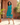 Sleeveless Teal Mandarin Collar Midi Dress with Ikat Print Border - Fasheen