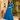 Cerulean Blue A-Line Maxi Dress with Ikat Printed Neckline and Cuffs - Fasheen