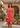 Orange White Daisy Flower Print A-Line Square Neckline Collar Dress