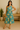 Female wearing a Ferozi Blue, Green Hydrangea  Print A-Line Dress