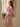 Female wearing a Peach Sanganeri, Pink & Peach Geometric Butta Jaal Print A-Line V-Neck Neckline Mandarin Collar Dress