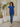 Female wearing a Blue Solid Color   Fusion Style Round Neckline Cotton Slub Tunic