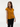 Female wearing a Yellow Solid Color   Fusion Style V-Neck Neckline Cotton Slub Top