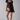 Female wearing a Black Solid Color A-Line Scoop Neckline Dress