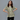 Female wearing a Green  Color Small Pink Flower Butta Print Fusion Style Round Neckline Cotton Cambric Tunic
