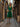 Female wearing a Green Solid Color   Flared Style V-Neck Neckline Cotton Slub Dress