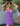 Female wearing a Purple Solid Color A-Line Halterneck Neckline Dress