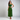 Female wearing a Green Solid Color   Western Style Square Neckline Cotton Slub Top