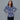 Female wearing a Blue  Color White Floral Butta Print Western Style V-Neckline Neckline Cotton Cambric Shirt