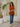 Female wearing a Orange Solid Color   Western Style V-Neck Neckline Cotton Slub Tunic