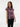 Female wearing a Lilac  Color Poppy Flower Print Fusion Style V-Neck Neckline Cotton Slub Top