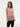 Female wearing a Pink Solid Color   Fusion Style V-Neck Neckline Cotton Slub Tunic