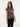 Female wearing a Blue  Color Red & White Daffodils Print Fusion Style V-Neck Neckline Cotton Cambric Top