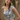 Female wearing a Grey Sanganeri, White Floral Butta Print Fusion One-Shoulder Neckline No Collar Top
