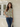 Female wearing a Yellow Sanganeri Blue Floral Print Fusion V-Neck Neckline No Collar Top
