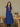 Female wearing a Blue Solid Color Kurta Notched Neckline No Collar Shirt