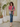 Female wearing a Peach Solid Color   Western Style Crew Neckline Cotton Slub Tunic