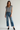 Female wearing a Grey Solid Color   Fusion Style V-Neck Neckline Cotton Slub Tunic