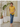 Female wearing a Yellow Solid Color   Fusion Style V-Neck Neckline Cotton Slub Top