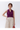 Female wearing a Wine Solid Color Western V-Neck Neckline Notched Collar Top