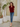 Female wearing a Maroon Solid Color   Fusion Style V-Neck Neckline Cotton Slub Tunic