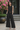 Female wearing a Black Solid Color   Fusion Style Crew Neckline Cotton Slub Top