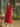 Female wearing a Red Solid Color Peplum V Shaped Crew Neckline Dress