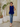 Female wearing a Blue Solid Color   Fusion Style Keyhole Neckline Cotton Slub Tunic