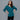 Female wearing a Turquoise Blue Solid Color   Fitted Style Round Neckline Cotton Slub Shirt