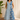 Female wearing a Blue Sangeneri , White Floral Butta Print A-Line V-Neck Neckline Open Collar Dress