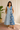 Female wearing a Blue Sangeneri , White Floral Butta Print A-Line V-Neck Neckline Open Collar Dress