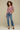 Female wearing a Pink Solid Color   Western Style V-Neck Neckline Cotton Slub Tunic