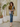 Female wearing a Mustard Solid Color   Western Style Crew Neckline Cotton Slub Tunic
