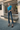 Female wearing a Ferozi Blue Solid Color   Western Style V-Neck Neckline Cotton Slub Tunic