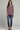 Female wearing a Lavender Solid Color   Western Style Slashed Neckline Cotton Slub Tunic