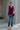 Female wearing a Purple Solid Color   Fusion Style V-Neck Neckline Cotton Slub Tunic