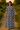 Female wearing a Blue Sangeneri , White Floral Butta Print A-Line V-Neck Neckline Chelsea Collar Dress
