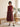 Maroon Sleeveless Midi Dress with Printed Panel Hem