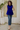 Female wearing a Blue Solid Color   Fusion Style Cowl Neckline Cotton Slub Tunic