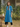 Female wearing a Ferozi Blue Solid Color Kurta V-Neckline Neckline Mandarin Collar Shirt