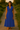 Female wearing a Blue Solid Color A-Line V-Neck Neckline Ruff Collar Dress