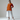 Female wearing a Orange Solid Color   Ethnic Style V-Neck Neckline Cotton Slub Tunic