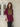 Female wearing a Maroon Solid Color Fusion Slashed Neckline Mandarin Collar Tunic
