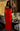 Female wearing a Red Solid Color A-Line Square Neckline Dress