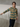 Female wearing a Ferozi Blue  Color Green Hydrangea  Print Western Style V-Neckline Neckline Cotton Cambric Shirt