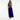 Female wearing a Blue Solid Color   Western Style V-Neck Neckline Cotton Slub Top