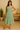 Female wearing a Off-White Sanganeri, Blue Floral Geometric Jaal  Print A-Line Dress