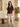 Cocoa Flutter Sleeve Blouse and Cream Slim Trousers Set