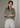 Female wearing a Sea Green Solid Color Fusion V-Neck Neckline Regular Collar Tunic